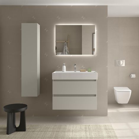 Mueble de Baño BEQUIA 100cm Gris mate 2 cajones Lavabo Veneto 1 poza Porcelana (1/3)