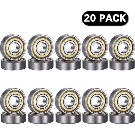 20 pièces 608 ZZ Roulement à billes, 608ZZ Métal double blindage miniature Deep Groove Skateboard imprimante 3D Roulements à billes (8 X 22 x 7 mm) (1/5)