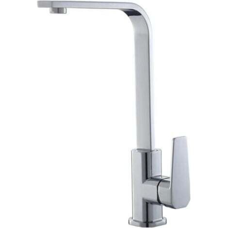 Robinet de cuisine carré, robinet d'évier de cuisine chaud et froid, Tube plat à fond en cuivre, argent brossé