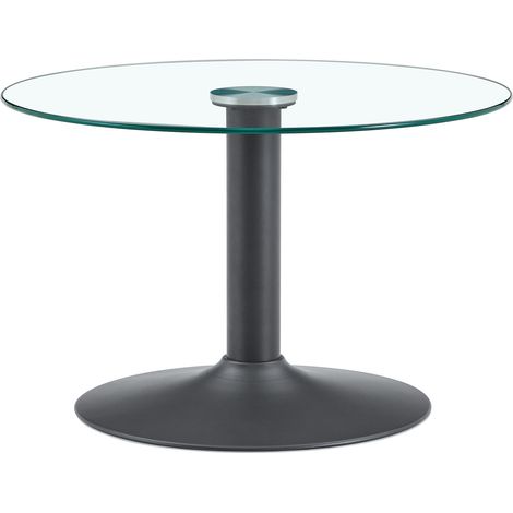 Runder Wohnzimmertisch aus gehärtetem Glas Ø 70 cm mit schwarzem Metallgestell MODENUIT (1/5)
