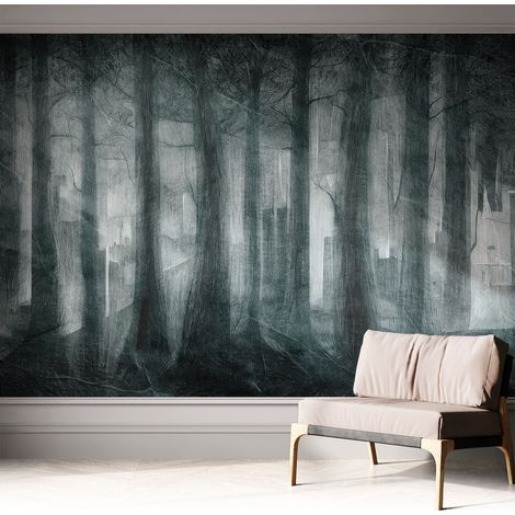 Carta da parati adesiva - fotomurale - facile da applicare - per la soggiorno - camera da letto - Foresta misteriosa 312x219 cm (1/5)