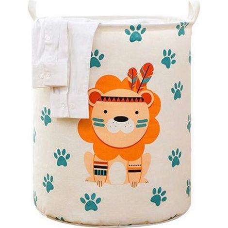 Dirty Laundry Basket Foldable Clothes Toys Sundries Basket Home Toilet Bathroom Storage Bucket Lion 100L