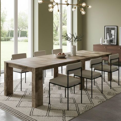 Console Extensible Martino, Console Extensible jusqu'à 12 Places, Table avec Supports d'extension, 51/300x90h77 cm, Érable (1/5)