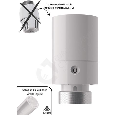 RBM – Tête thermostatique TL1 – Capteur à dilatation de liquide – Plage d'étalonnage +10 à +30 °C – Protection antigel à 7 °C – Filetage M30 mm (1/5)