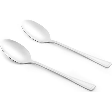 2 Pièces Cuillères de Service - Acier Inoxydable Ensemble Couverts à Salade, Ustensiles de Buffet pour Fêtes de Famille et Événements, Poli Miroir, Passe au Lave-Vaisselle (1/5)