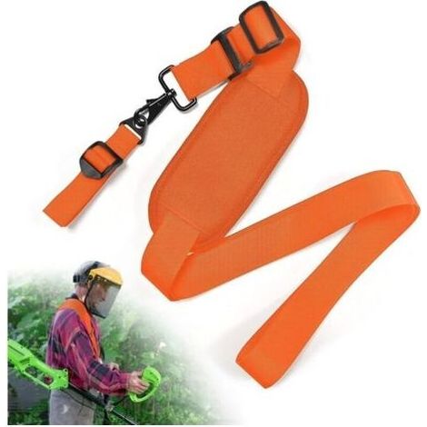 (Orange)Harnais de Débroussailleuse Réglable, Nylon Bandoulière de Coupe-Bordure, Sangle D'épaule pour Tronçonneuse et Tondeuse à Gazon (1/5)