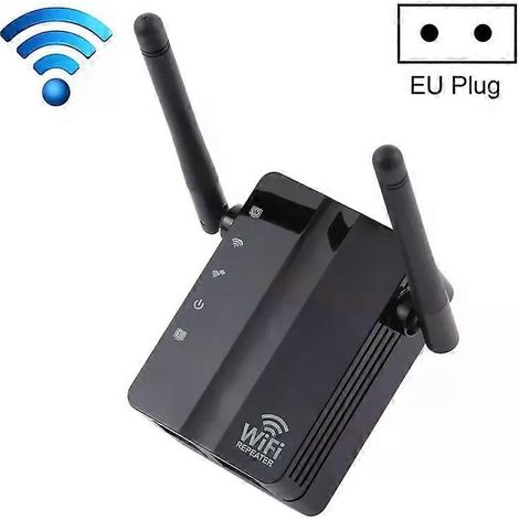 Répéteur Wi-Fi N - 300 Mbps, 2 antennes externes, prise UE, noir (1/5)