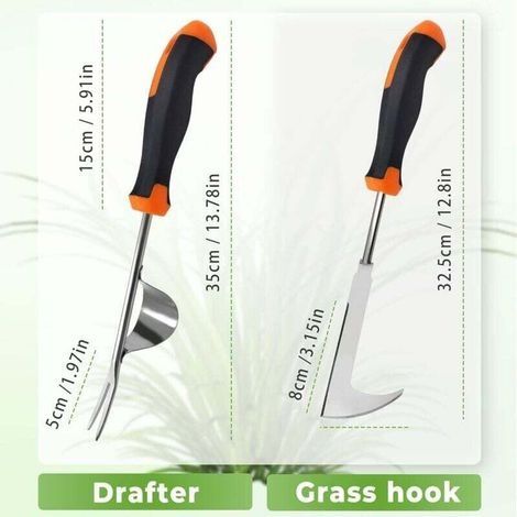 Handlicher Unkrautstecher aus Edelstahl, Löwenzahnschneider, Unkrautmesser, Wurzelzieher, Gartenwerkzeug, Gartenschaber mit Griff (1/3)