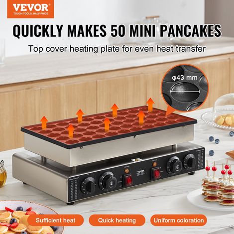Appareil à Pancake 50PCs 1700 W, Crêpière Commerciale 43 mm, Appareil à Poffertjes Dorayaki en Acier Inoxydable Antiadhésif, Température et Temps Réglable, pour Cuisine à Domicile, Restaurant (1/5)