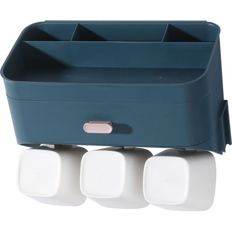 Set porte-brosse à dents magnétique à ventouse, gobelet de bain mural sans perçage avec support de rinçage (1/4)