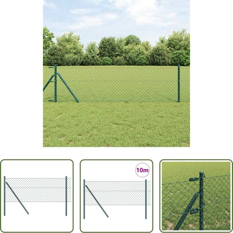 vidaXL Clôture en acier - Poteau de clôture. Vert 10 x 0,4 m (maillage 40 x 40 mm) (1/5)