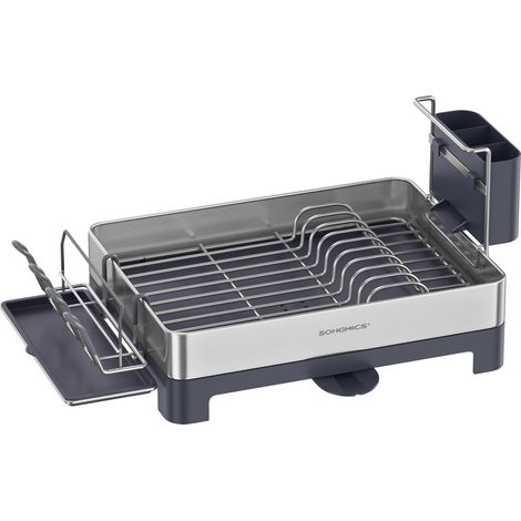 Égouttoir à Vaisselle, Support à Vaisselle en INOX avec Bec, Anti-Traces de Doigts pour Plan de Travail de Cuisine, 31,7 x 57,2 cm, Argent et Gris KCS030E01 (1/5)