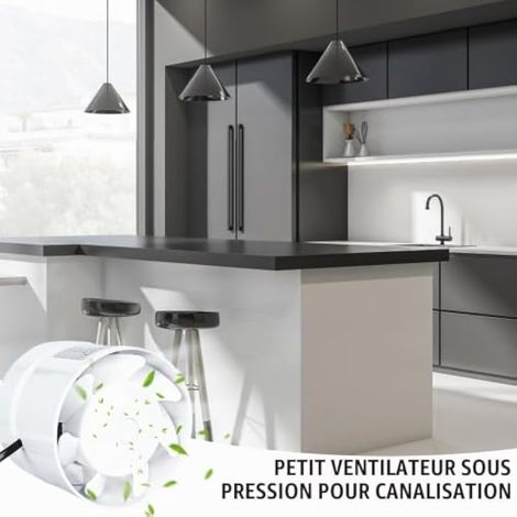 - Ventilateur de conduit 100 mm, Ventilateur tubulaire Inline silencieux Blanc, Ventilateur de tuyau, Haute qualité, silencieux, Pour salle de bain, WC, cuisine, serre, tente, garage (1/3)