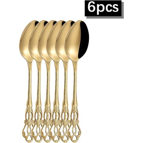 (6 cuillères à café) Couverts haut de gamme en acier inoxydable Huangting : couteau à steak, fourchette, cuillère et cuillère à dessert de style occidental. (1/5)