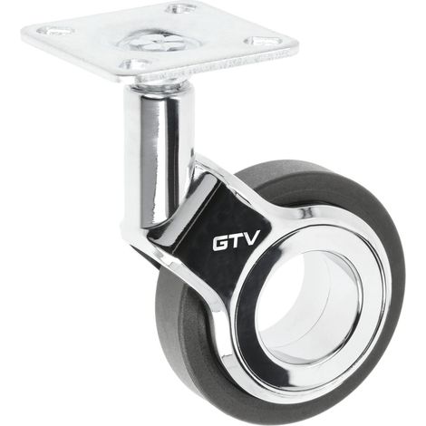 GTV - Rotelle per mobili GIRA  Ruote girevoli  Ruote per mobili  Senza freno  Diametro 60 mm  in plastica e acciaio  nero + cromato (1/5)