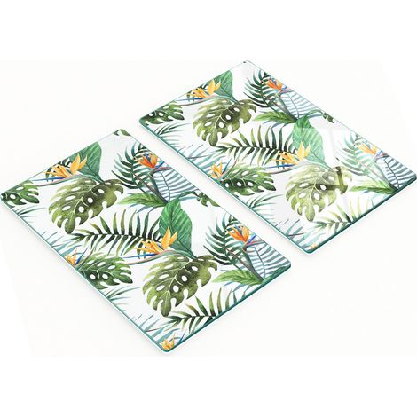 Tableaux décoratifs en verre multifonctionnels à motifs de fleurs tropicales 2 x 30 x 52 cm (1/5)