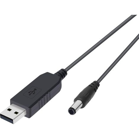 USB to DC 5V to 12V Conversion Cable 5.5 x 2.1 mm DC Male 1 m (1/5)