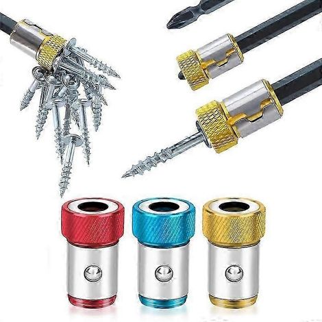(Lot de 6) Anneau magnétique pour tête de vis, anneau magnétique universel, anneau magnétique détachable pour tête de vis, compatible avec les têtes de vis hexagonales de 6,35 mm (1/4 pouce).