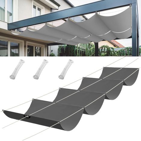 Voile d'ombrage extensible en polyéthylène haute densité 0,8 x 2 m, protection solaire et pergola, réglable, protection contre les rayons UV, pour jardin, gris foncé (1/5)
