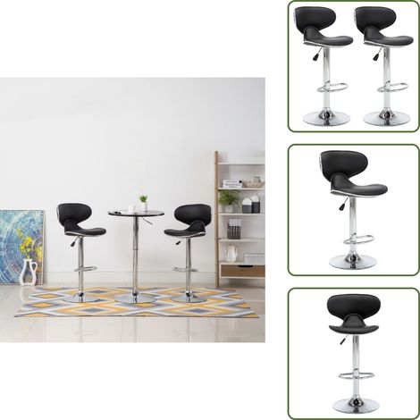 The Living Store Taburetes de cocina 2 unidades cuero sintético negro - Taburetes de bar