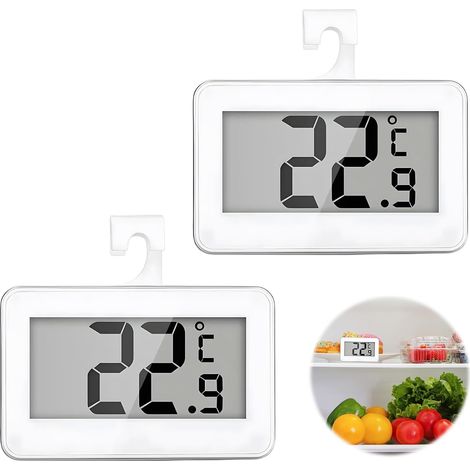 Lot de 2 Thermomètre Numérique Mini pour Réfrigérateur, Thermomètre étanche, Thermometre Frigo Digital pour Congélateur avec Crochet, Écran Acl Facile À Lire, Idéal pour Maison et Bureau