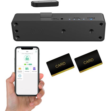 NFC RFID Closet Lock Slim Electronic Drawer Lock Keyless Bluetooth APP Hidden Child Security Cabinet Lock for Camouflage Liquor Pantry (1/5)