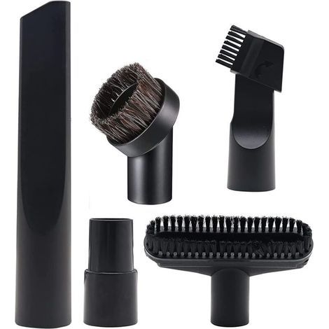 Set di 5 accessori compatibili da 32–35 mm, neri, per una pulizia precisa di pavimenti e tappeti. (1/4)