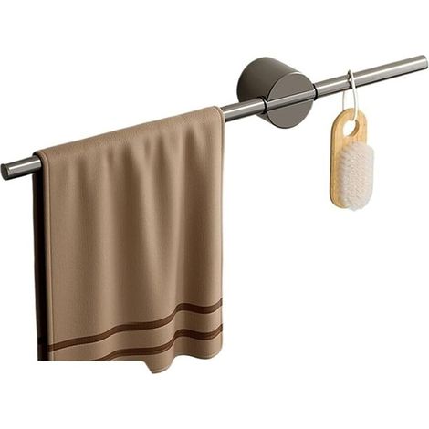 Porte-serviettes Mural Alu Gris 40cm, Réglable sans perçage décoratif (1/5)