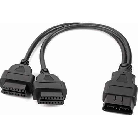 Cavo di prolunga splitter a Y OBD II OBD2 a 16 pin per auto, da 16 pin maschio a doppia femmina, adattatore OBD2 OBDII, cavo di prolunga splitter a Y, strumento diagnostico, lunghezza 31 cm.