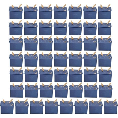 50 quadratische Hochzeitsbonbonboxen mit goldenem Band, innovative Kartonboxen für Geburtstagsfeiern, blaue Sterne und Himmel (1/5)