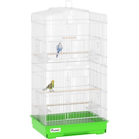 Beyamis Vogelvoliere aus Metall mit 4 Futterstellen, 3 Sitzstangen, Schaukel und herausnehmbarer Schale, Tragegriff, 46,5 x 35,5 x 92 cm, Grün