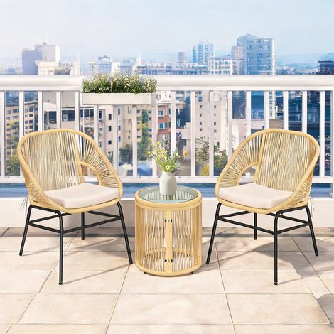 Mobilier de jardin en rotin beige 63 x 73 x 81 cm (1/5)