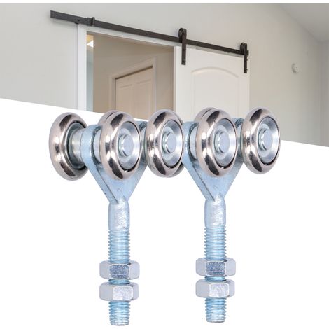 [Türrollenlager] – [Zubehör für Glastüren] Set mit 2 Türaufhängungsrollen, 35 mm Durchmesser, horizontal verstellbar/grün, Doppel-Eisenrad (1/5)