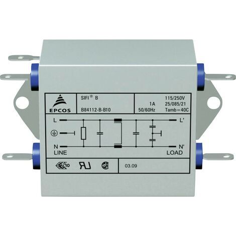 Filtre antiparasite TDK B84112B0000B060 250 V/AC 6 A 3.3 mH (L x l x H) 105 x 84 x 38.1 mm 1 pc(s) W28373 (1/2)