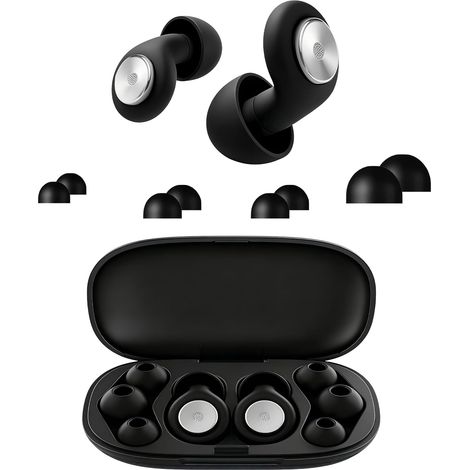 Schwarze Silikon-Ohrstöpsel, 45 dB Geräuschreduzierung, Größen S/M/L, ultrabequem und wiederverwendbar, effektive Geräuschdämpfung, Schallisolierung, ideal zum Schlafen, Reisen und Konzentrieren