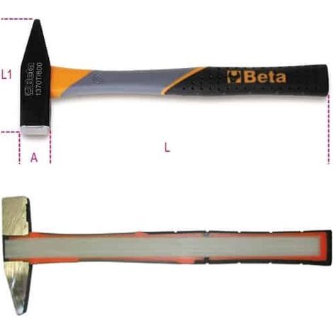 BETA Marteau de mécanicien, manche en fibre - 1370T - 360 mm - 1 kg
