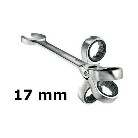 CHIAVE COMBINATA 17 MM A CRICCHETTO TESTA SNODABILE PIEGHEVOLE CHROME VANADIUM