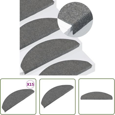 The Living Store Stufenmatten Selbstklebend 15 Stk. 65x22,5x3,5 cm Grau - Stufenmatte - Treppenmatte - Rutschfest - Teppich - Haustierfreundlich (1/5)