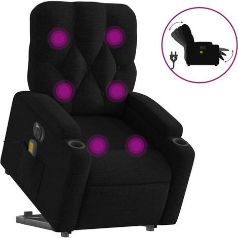 Chaise longue électrique réglable avec fonction massage intégrée – Assise en tissu noir, dossier inclinable, repose-pieds extensible – Idéale pour salon ou chambre (1/5)