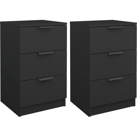vidaXL Nachttische 2er Set schwarz 40x36x65 cm