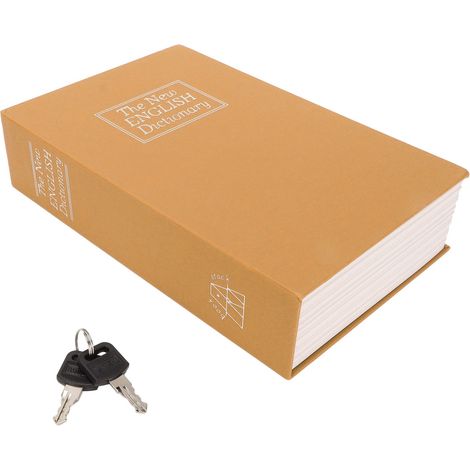 Coffre-fort pour livres, doublure en acier inoxydable, matériau ABS décoratif, design ergonomique, protection douce au toucher, tirelire avec clé, marron (1/5)