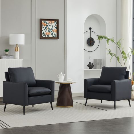 Sillón individual relax de polipiel negro OKMYHOME (1/5)