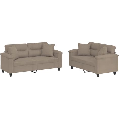 Maison Exclusive - Ensemble de canapés 2 pcs avec coussins Taupe Tissu microfibre