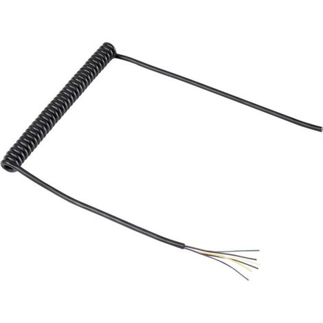 Câble spiralé 1571516 6 conducteurs 0.12 mm² noir – Longueur 204 à 600 mm – Gaine en polyuréthane pour protection optimale - NOIR 1 PC (1/3)