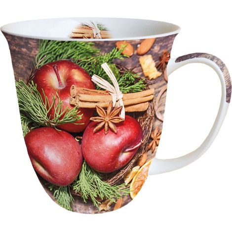 Tasse en Porcelaine Fine - Pommes et Cannelle Noël