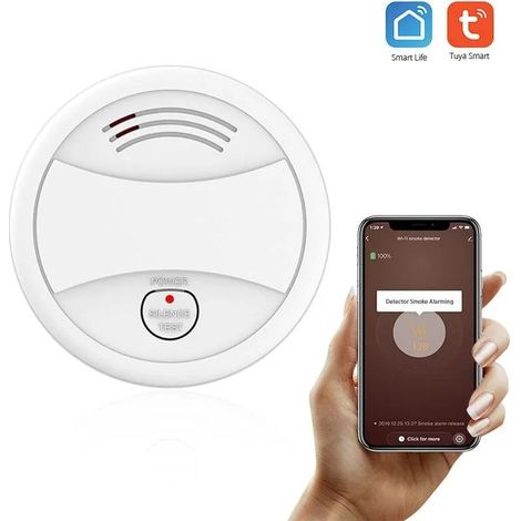 Détecteur de fumée connecté WiFi – Alarme incendie intelligente compatible Tuya (1/5)