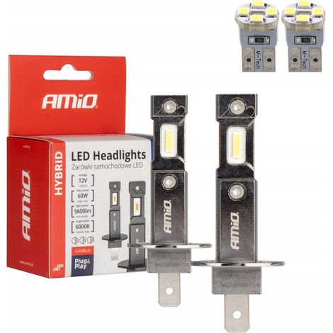 Lampadine LED per auto ibride serie H1 6000K Canbus 60W amio-04112 (1/5)
