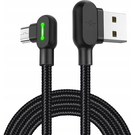 MCDODO 90°-Winkel-Datenkabel, Micro-USB-Schnellladefunktion, doppelseitiger QC 3-Anschluss, LED-Anzeige, 2 Meter