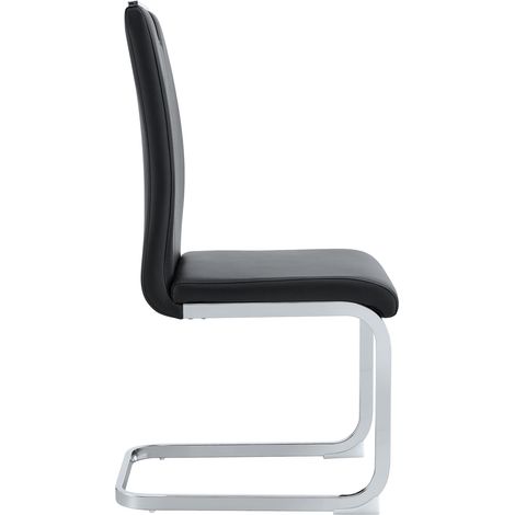 Lot de 2 chaises en cuir régénéré noir, dossier ergonomique et pieds antidérapants, style moderne pour salle à manger, bureau ou salon compact CHICFURN (1/5)