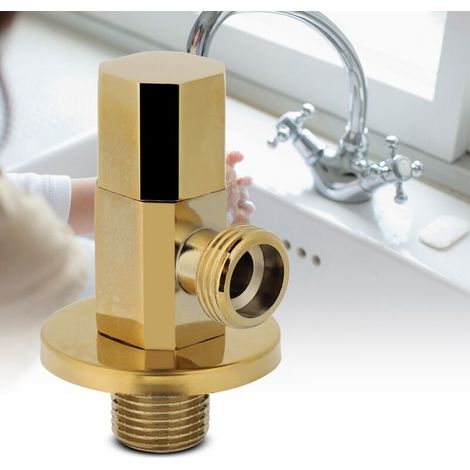 Robinet d'arrêt d'angle en laiton doré pour salle de bain, vanne de contrôle d'eau, robinet d'angle (1/5)